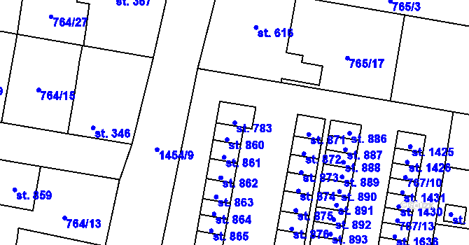Parcela st. 783 v KÚ Blovice, Katastrální mapa