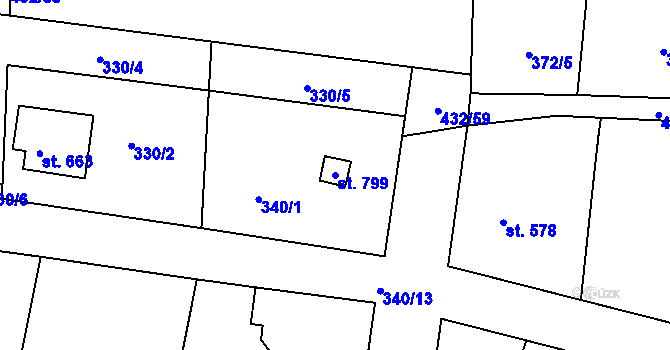 Parcela st. 799 v KÚ Blovice, Katastrální mapa