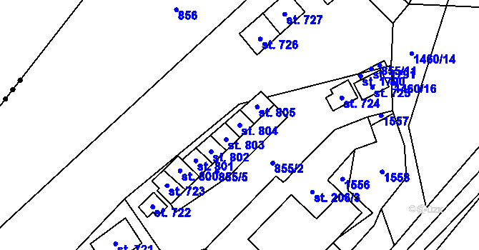 Parcela st. 804 v KÚ Blovice, Katastrální mapa