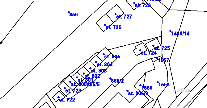Parcela st. 805 v KÚ Blovice, Katastrální mapa