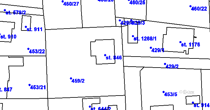 Parcela st. 846 v KÚ Blovice, Katastrální mapa