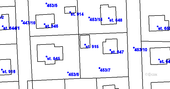 Parcela st. 915 v KÚ Blovice, Katastrální mapa