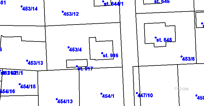 Parcela st. 916 v KÚ Blovice, Katastrální mapa