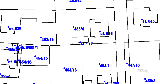 Parcela st. 917 v KÚ Blovice, Katastrální mapa