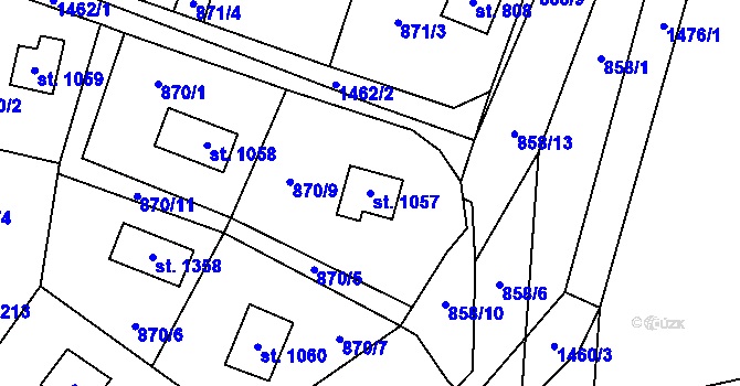 Parcela st. 1057 v KÚ Blovice, Katastrální mapa
