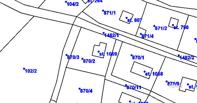 Parcela st. 1059 v KÚ Blovice, Katastrální mapa