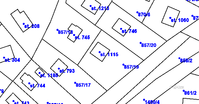 Parcela st. 1115 v KÚ Blovice, Katastrální mapa