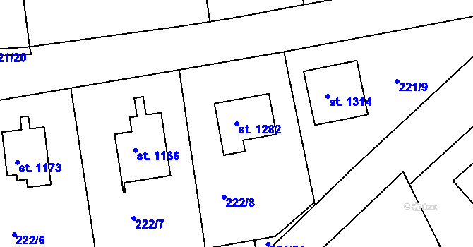 Parcela st. 1282 v KÚ Blovice, Katastrální mapa