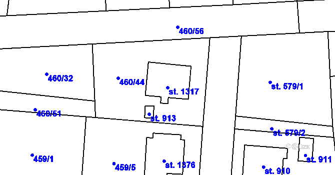 Parcela st. 1317 v KÚ Blovice, Katastrální mapa