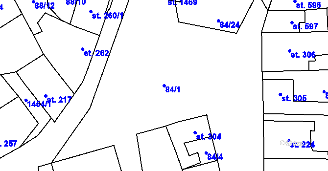 Parcela st. 84/1 v KÚ Blovice, Katastrální mapa