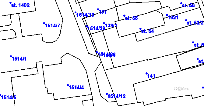 Parcela st. 140/1 v KÚ Blovice, Katastrální mapa