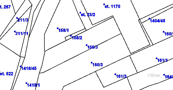 Parcela st. 159/3 v KÚ Blovice, Katastrální mapa