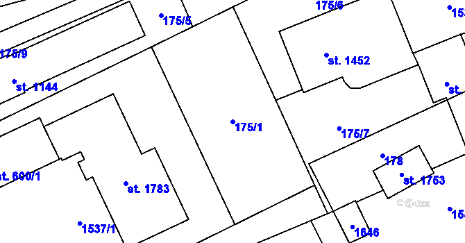 Parcela st. 175/1 v KÚ Blovice, Katastrální mapa