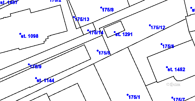 Parcela st. 175/5 v KÚ Blovice, Katastrální mapa
