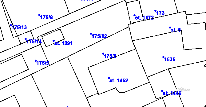 Parcela st. 175/6 v KÚ Blovice, Katastrální mapa