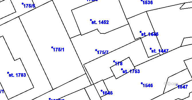 Parcela st. 175/7 v KÚ Blovice, Katastrální mapa