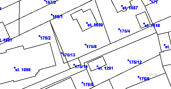 Parcela st. 175/8 v KÚ Blovice, Katastrální mapa