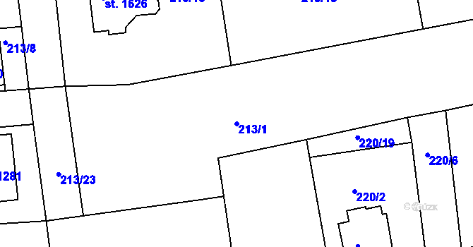 Parcela st. 213/1 v KÚ Blovice, Katastrální mapa