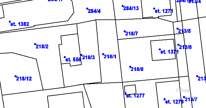 Parcela st. 218/1 v KÚ Blovice, Katastrální mapa