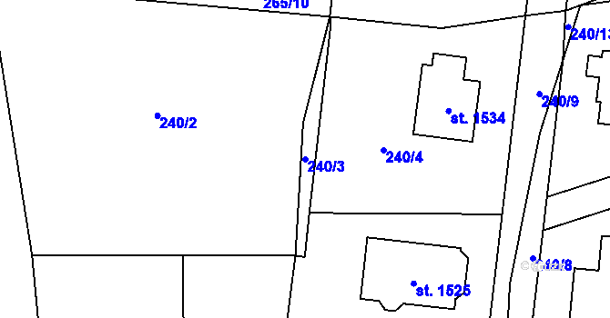 Parcela st. 240/3 v KÚ Blovice, Katastrální mapa