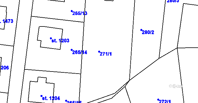 Parcela st. 271/1 v KÚ Blovice, Katastrální mapa