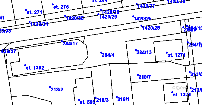 Parcela st. 284/4 v KÚ Blovice, Katastrální mapa