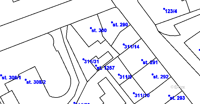 Parcela st. 311/13 v KÚ Blovice, Katastrální mapa