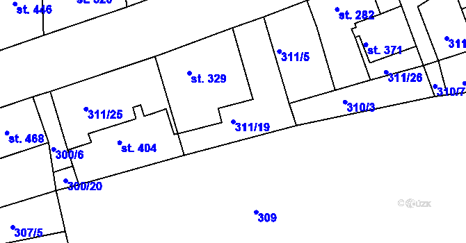 Parcela st. 311/19 v KÚ Blovice, Katastrální mapa