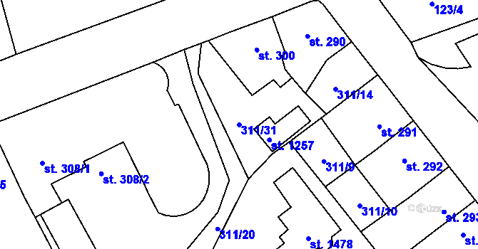 Parcela st. 311/31 v KÚ Blovice, Katastrální mapa