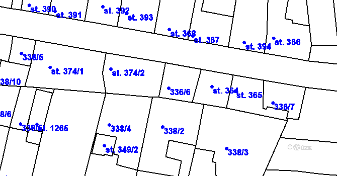 Parcela st. 336/6 v KÚ Blovice, Katastrální mapa