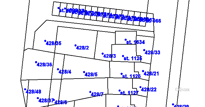 Parcela st. 428/3 v KÚ Blovice, Katastrální mapa