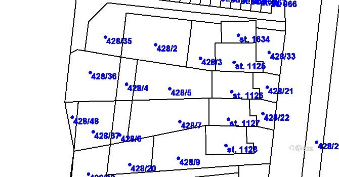 Parcela st. 428/5 v KÚ Blovice, Katastrální mapa