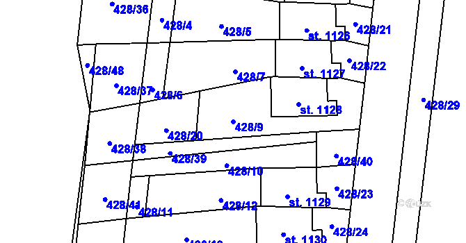 Parcela st. 428/9 v KÚ Blovice, Katastrální mapa