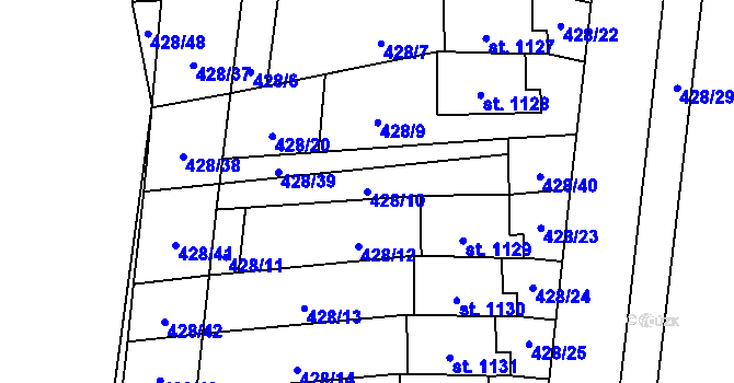 Parcela st. 428/10 v KÚ Blovice, Katastrální mapa