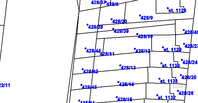 Parcela st. 428/11 v KÚ Blovice, Katastrální mapa