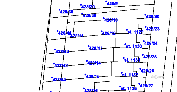 Parcela st. 428/13 v KÚ Blovice, Katastrální mapa