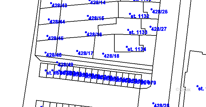 Parcela st. 428/18 v KÚ Blovice, Katastrální mapa
