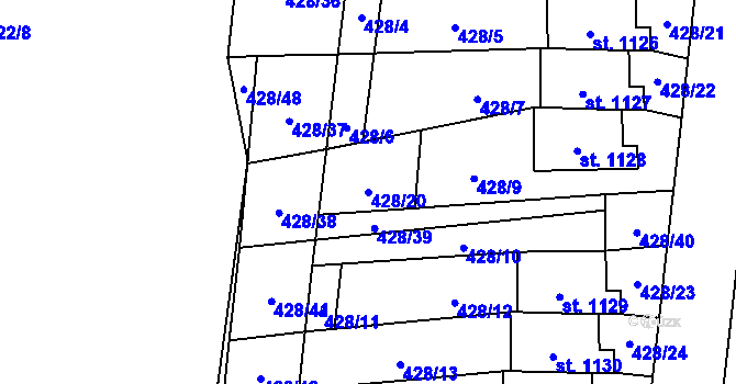 Parcela st. 428/20 v KÚ Blovice, Katastrální mapa