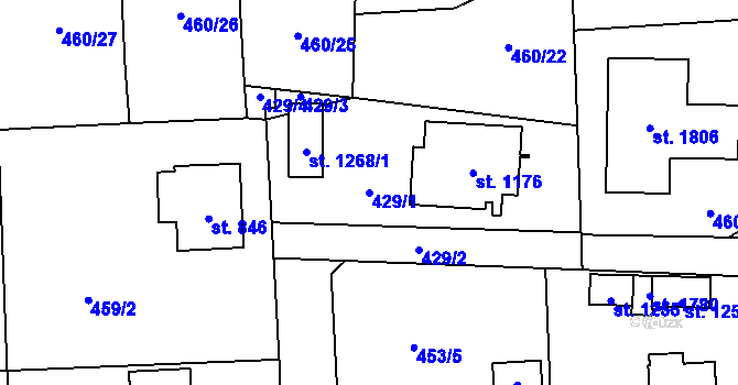 Parcela st. 429/1 v KÚ Blovice, Katastrální mapa