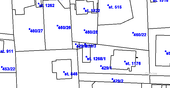 Parcela st. 429/3 v KÚ Blovice, Katastrální mapa