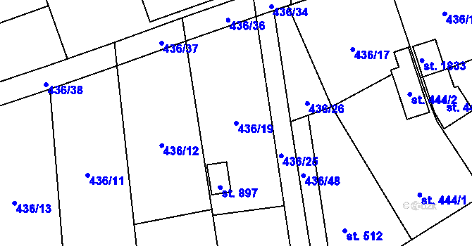 Parcela st. 436/19 v KÚ Blovice, Katastrální mapa
