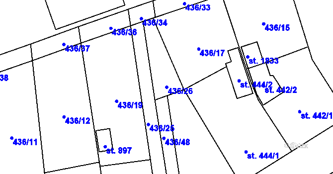 Parcela st. 436/26 v KÚ Blovice, Katastrální mapa