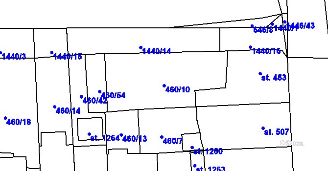 Parcela st. 460/10 v KÚ Blovice, Katastrální mapa