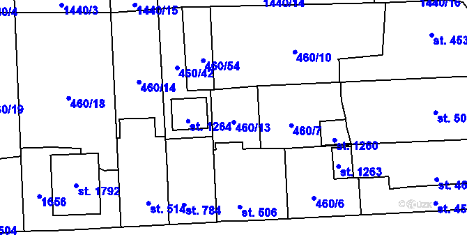 Parcela st. 460/13 v KÚ Blovice, Katastrální mapa