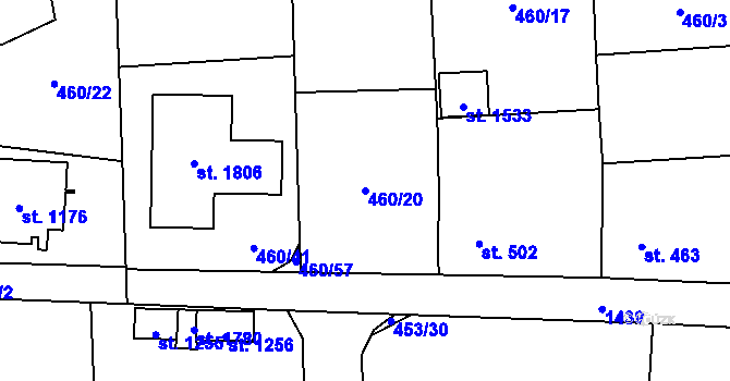 Parcela st. 460/20 v KÚ Blovice, Katastrální mapa