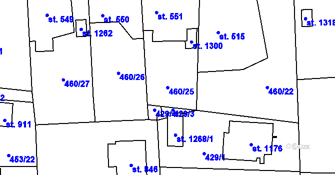 Parcela st. 460/25 v KÚ Blovice, Katastrální mapa