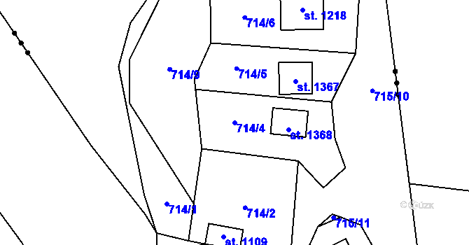 Parcela st. 714/4 v KÚ Blovice, Katastrální mapa