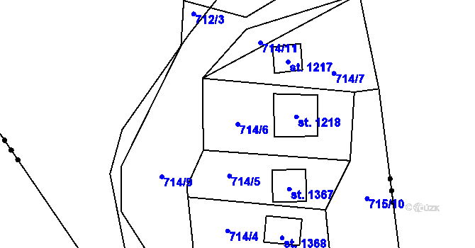 Parcela st. 714/6 v KÚ Blovice, Katastrální mapa