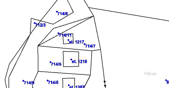 Parcela st. 714/7 v KÚ Blovice, Katastrální mapa