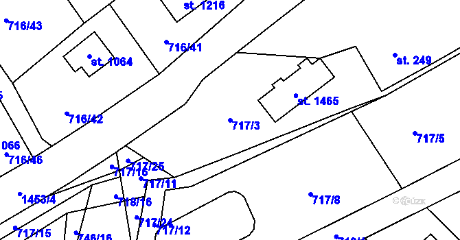 Parcela st. 717/3 v KÚ Blovice, Katastrální mapa